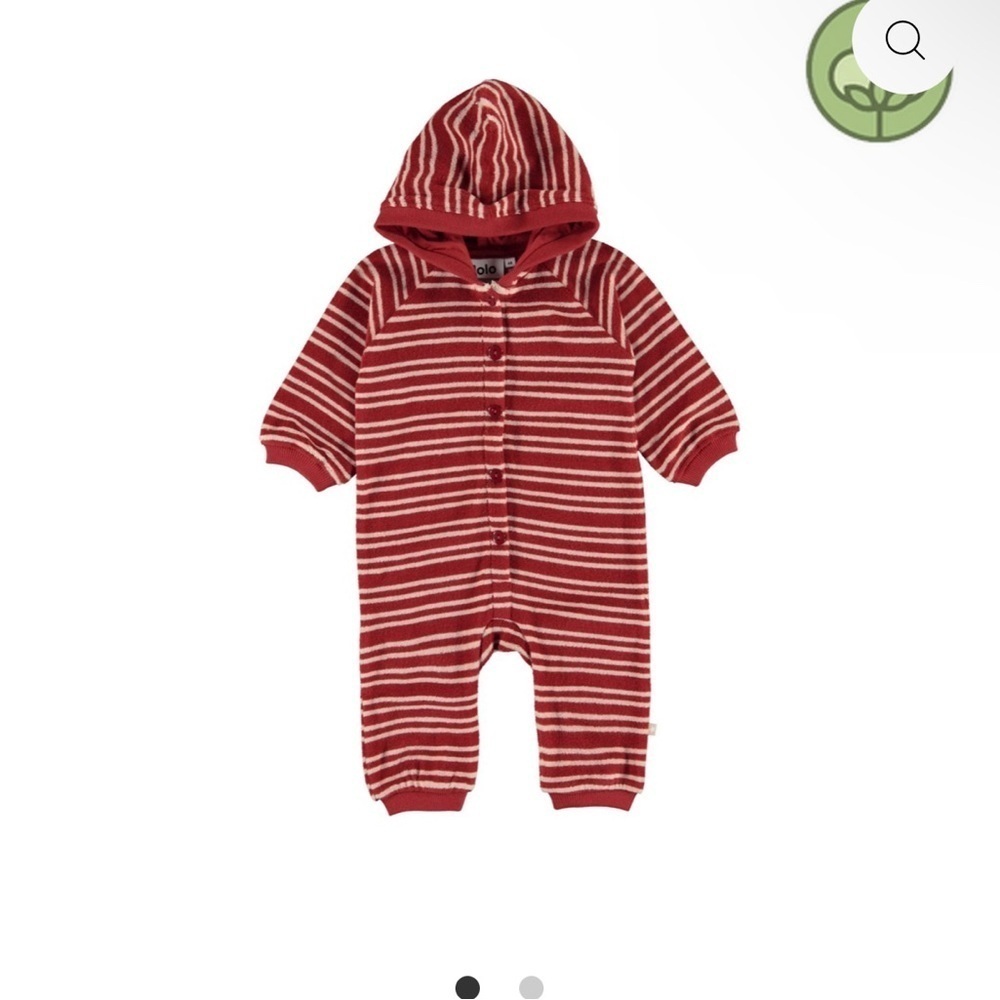 Molo Cozy Red and White Striped Footie. Euro size 68. NWT 3 to 6m